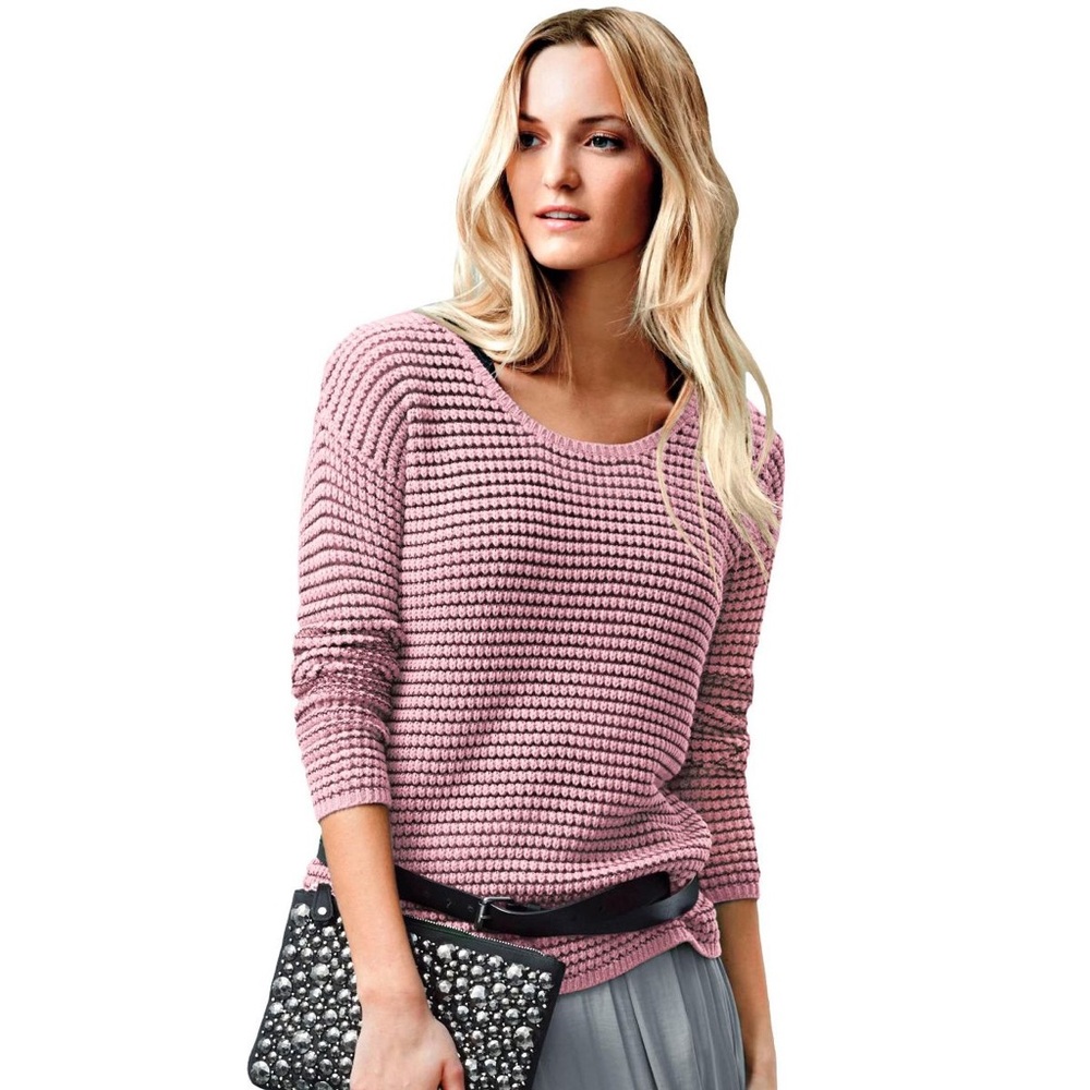 ELLOS Large Rose Mist Chunky Knit Sweater